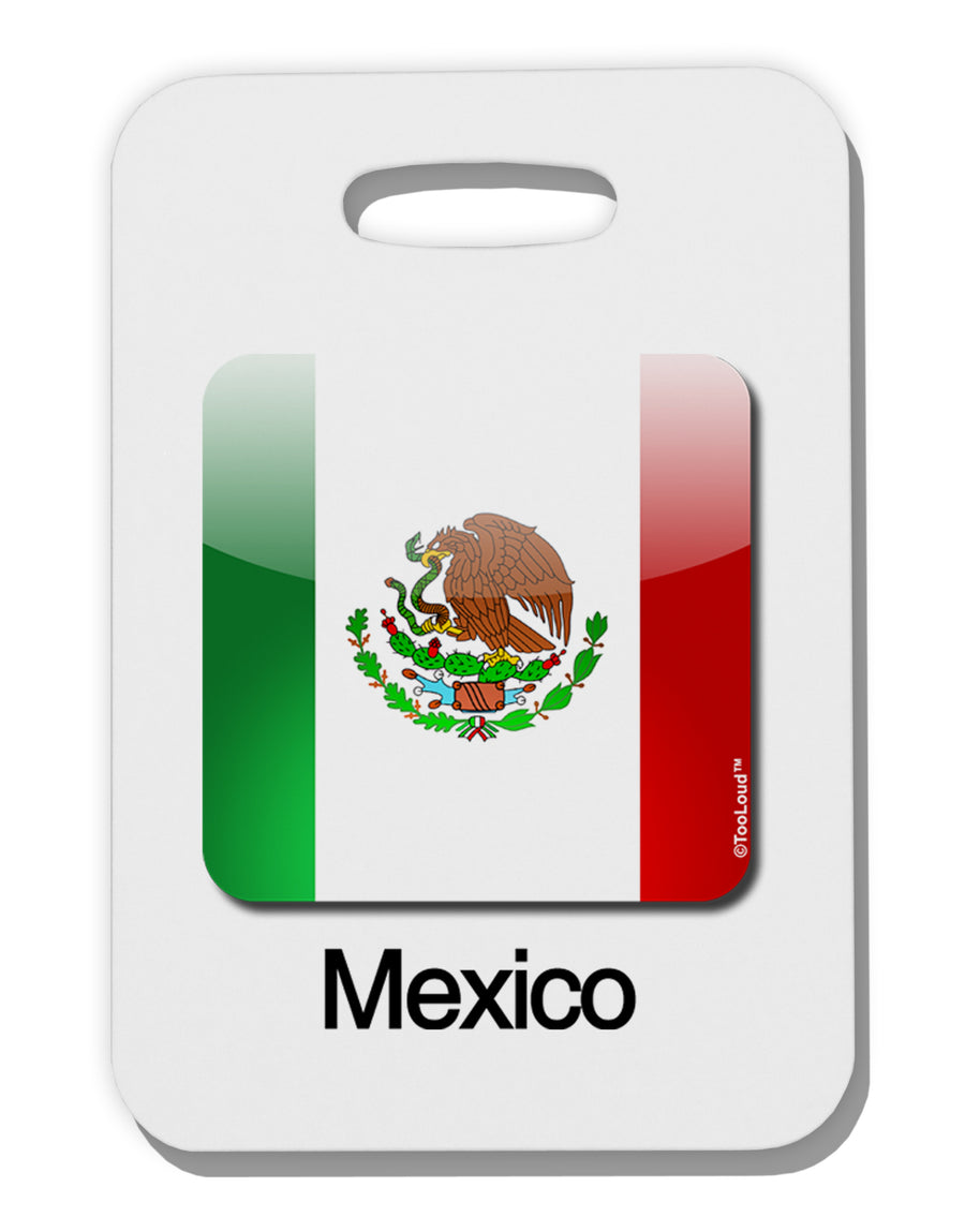 Mexican Flag App Icon - Text Thick Plastic Luggage Tag by TooLoud-Luggage Tag-TooLoud-White-One Size-Davson Sales