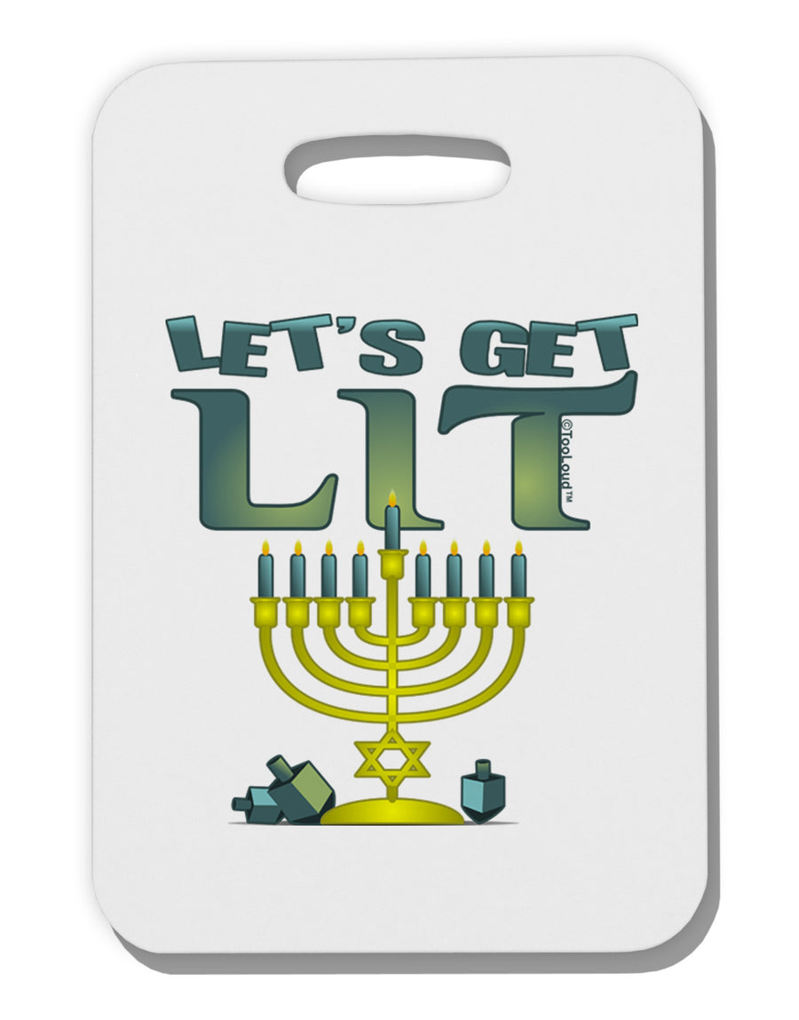 Let's Get Lit Menorah Thick Plastic Luggage Tag-Luggage Tag-TooLoud-White-One Size-Davson Sales