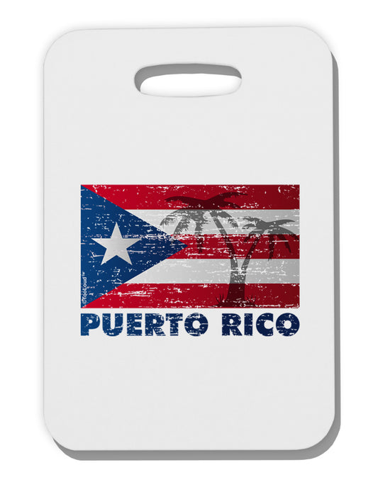 Distressed Puerto Rico Flag Thick Plastic Luggage Tag-Luggage Tag-TooLoud-White-One Size-Davson Sales