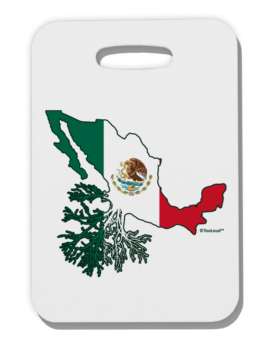 Mexican Roots - Mexico Outline Mexican Flag Thick Plastic Luggage Tag by TooLoud-Luggage Tag-TooLoud-White-One Size-Davson Sales