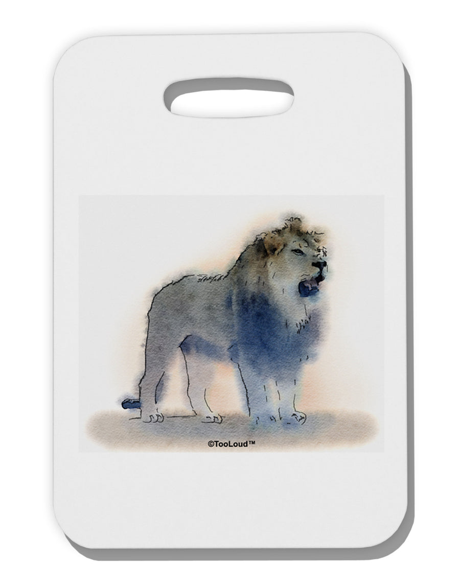 Lion Watercolor B Thick Plastic Luggage Tag-Luggage Tag-TooLoud-White-One Size-Davson Sales