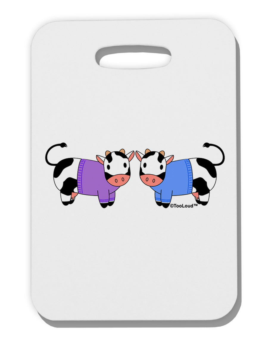 Cute Pair of Sweater Cows Thick Plastic Luggage Tag-Luggage Tag-TooLoud-White-One Size-Davson Sales