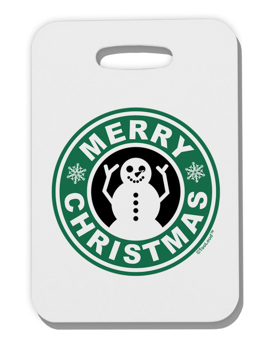 Merry Christmas Latte Logo Thick Plastic Luggage Tag-Luggage Tag-TooLoud-White-One Size-Davson Sales