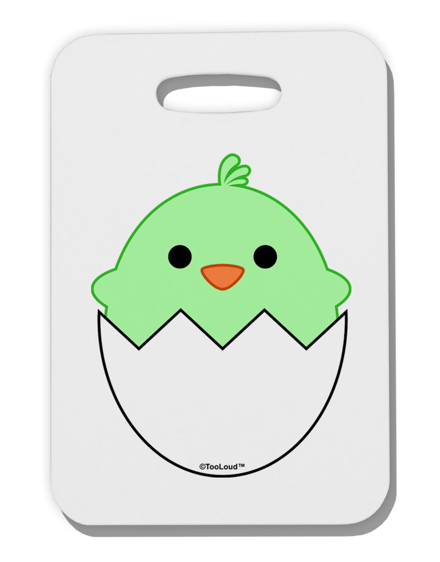 Cute Hatching Chick - Green Thick Plastic Luggage Tag by TooLoud-Luggage Tag-TooLoud-White-One Size-Davson Sales