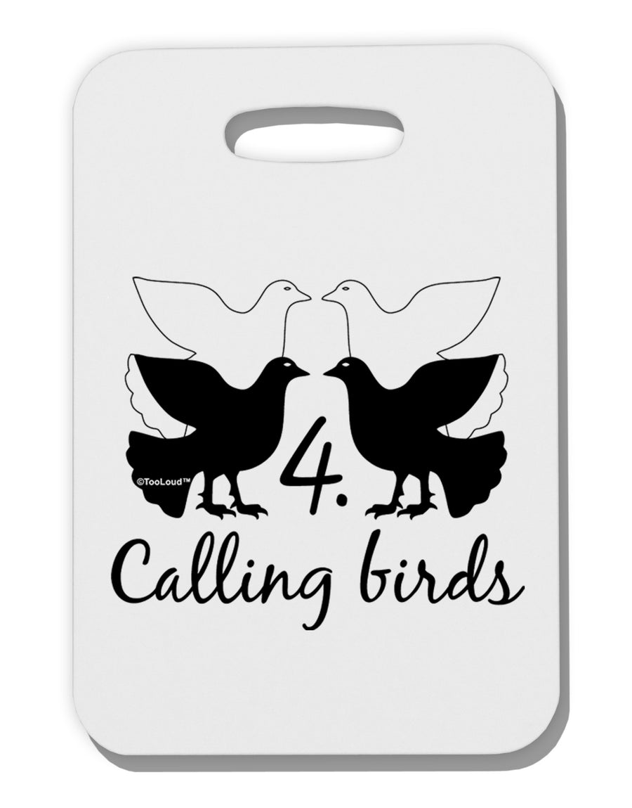 Four Calling Birds Text Thick Plastic Luggage Tag-Luggage Tag-TooLoud-White-One Size-Davson Sales