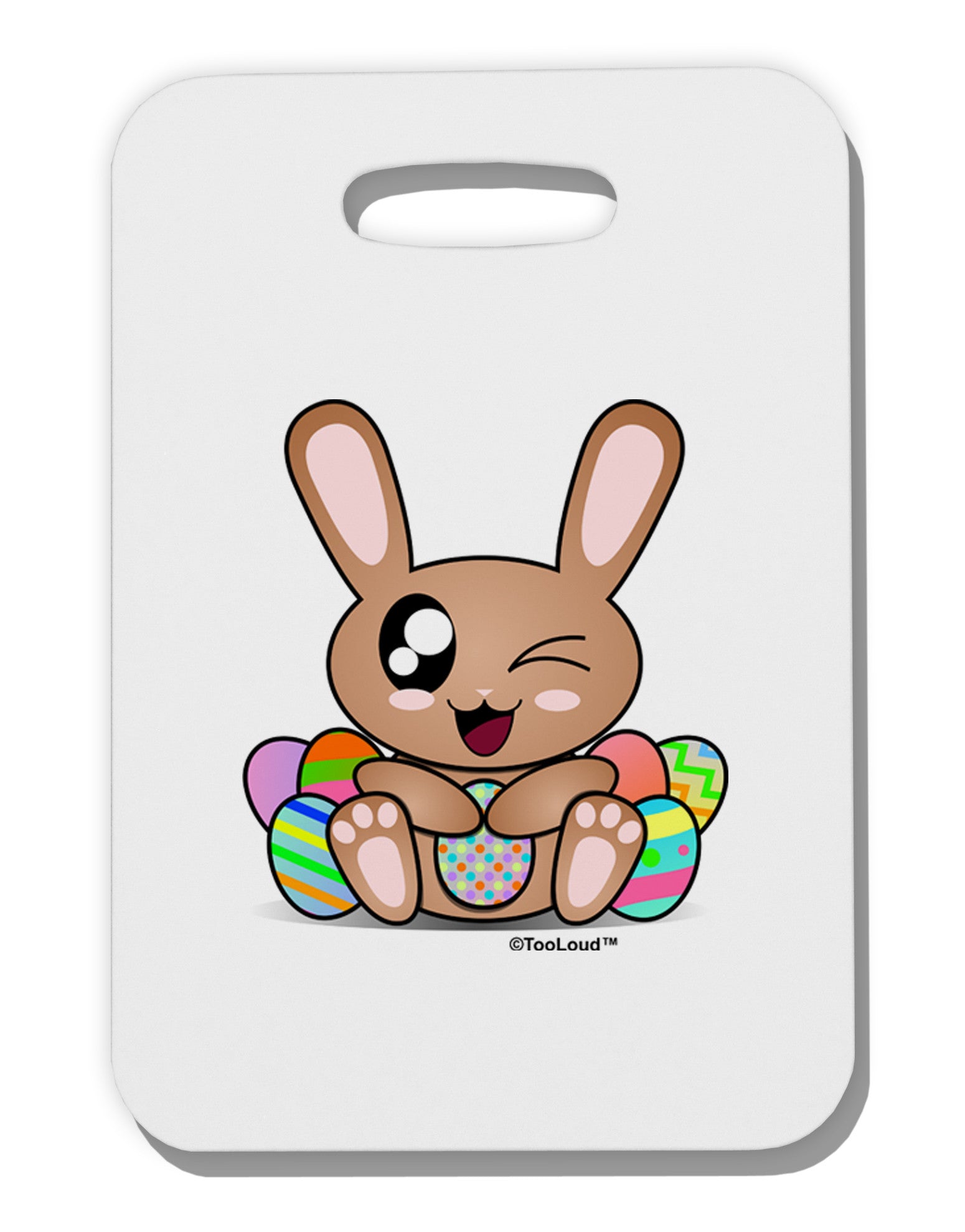 Cute Bunny with Eggs Thick Plastic Luggage Tag-Luggage Tag-TooLoud-White-One Size-Davson Sales