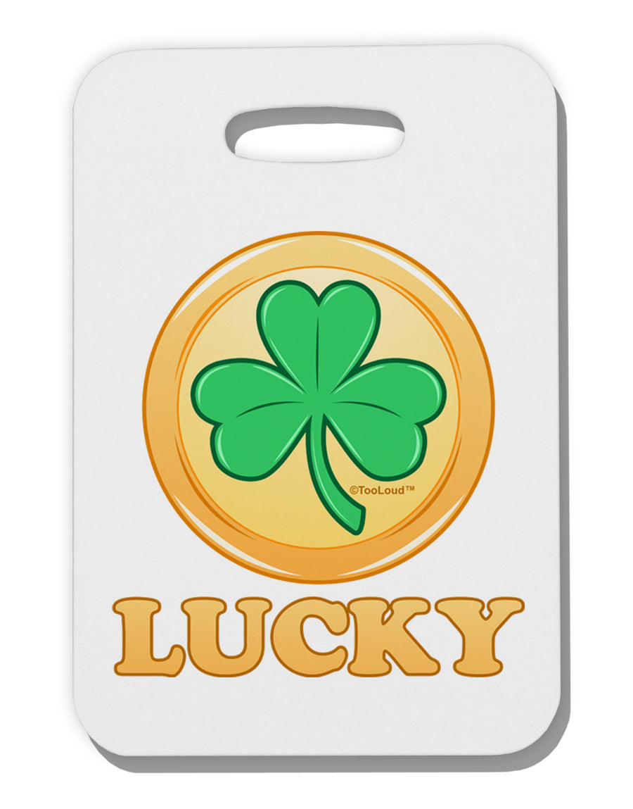 Shamrock Button - Lucky Thick Plastic Luggage Tag by TooLoud-Luggage Tag-TooLoud-White-One Size-Davson Sales