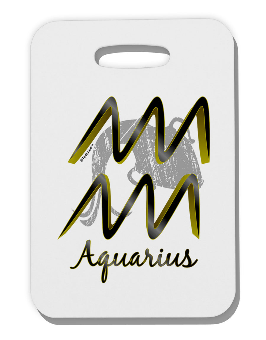 Aquarius Symbol Thick Plastic Luggage Tag-Luggage Tag-TooLoud-White-One Size-Davson Sales