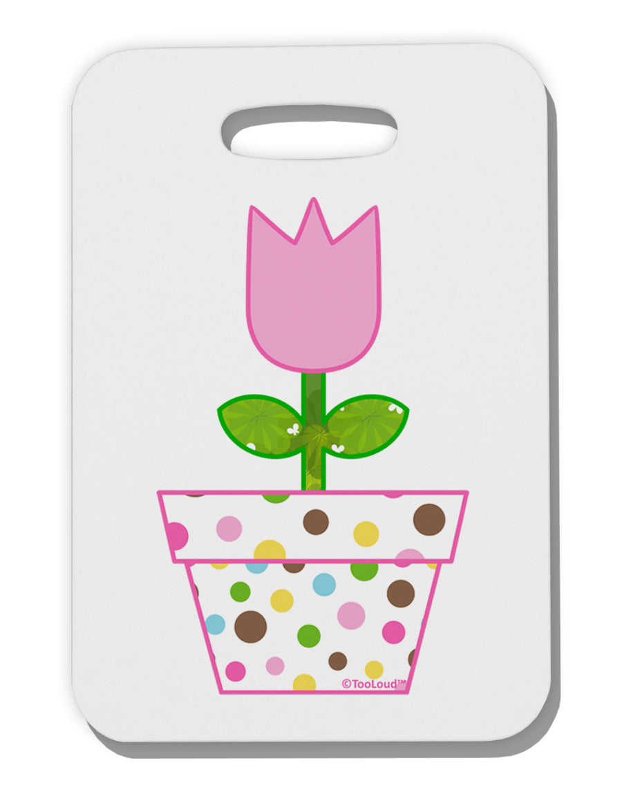 Easter Tulip Design - Pink Thick Plastic Luggage Tag by TooLoud-Luggage Tag-TooLoud-White-One Size-Davson Sales