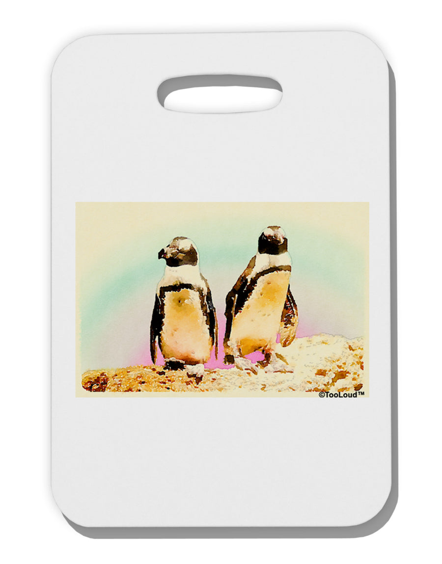 Magellanic Penguin Watercolor Thick Plastic Luggage Tag-Luggage Tag-TooLoud-White-One Size-Davson Sales