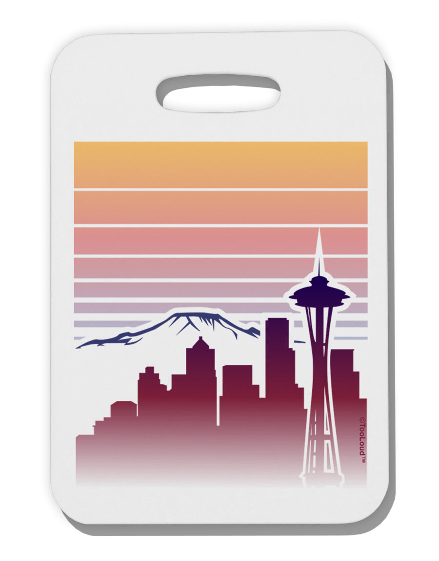 Seattle Skyline Sunrise Thick Plastic Luggage Tag-Luggage Tag-TooLoud-White-One Size-Davson Sales