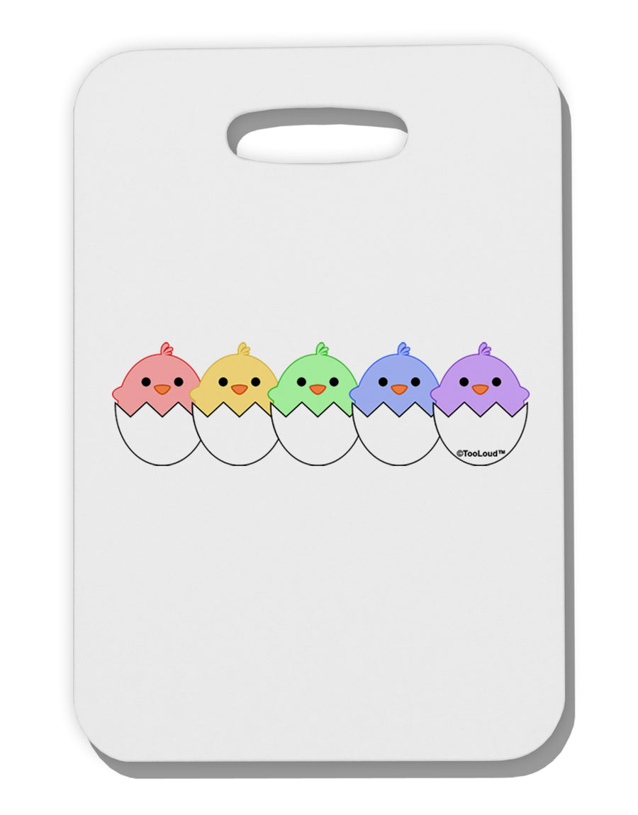 Cute Hatching Chicks Group #2 Thick Plastic Luggage Tag by TooLoud-Luggage Tag-TooLoud-White-One Size-Davson Sales