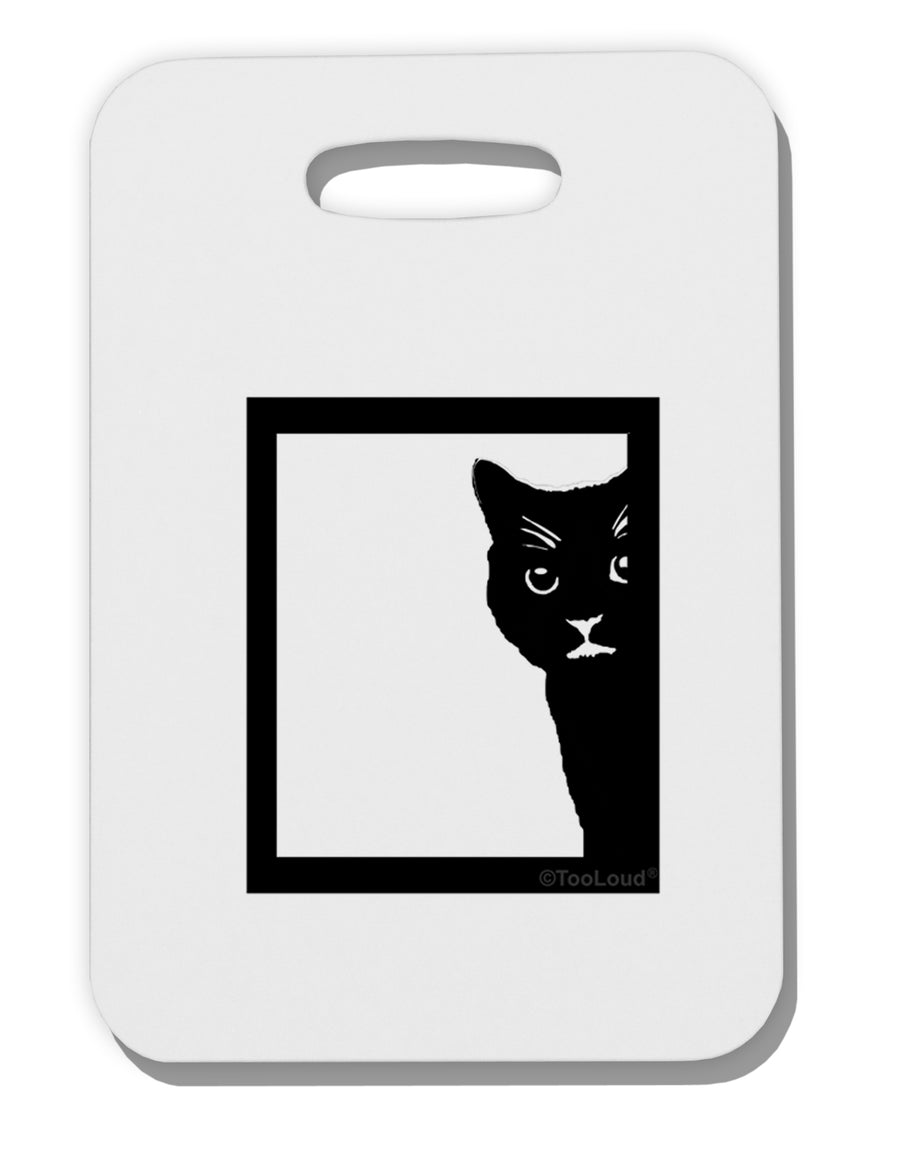 Cat Peeking Thick Plastic Luggage Tag by TooLoud-Luggage Tag-TooLoud-White-One Size-Davson Sales