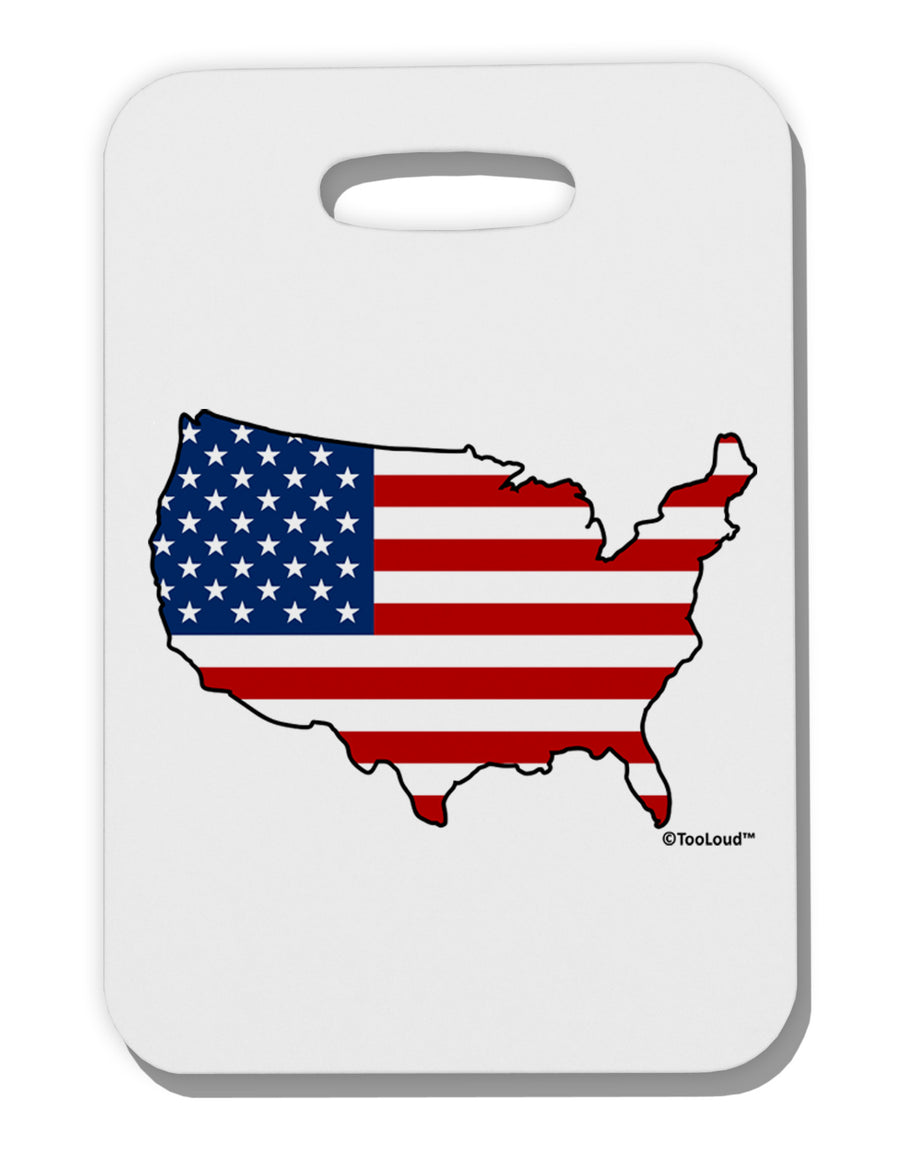 United States Cutout - American Flag Design Thick Plastic Luggage Tag by TooLoud-Luggage Tag-TooLoud-White-One Size-Davson Sales