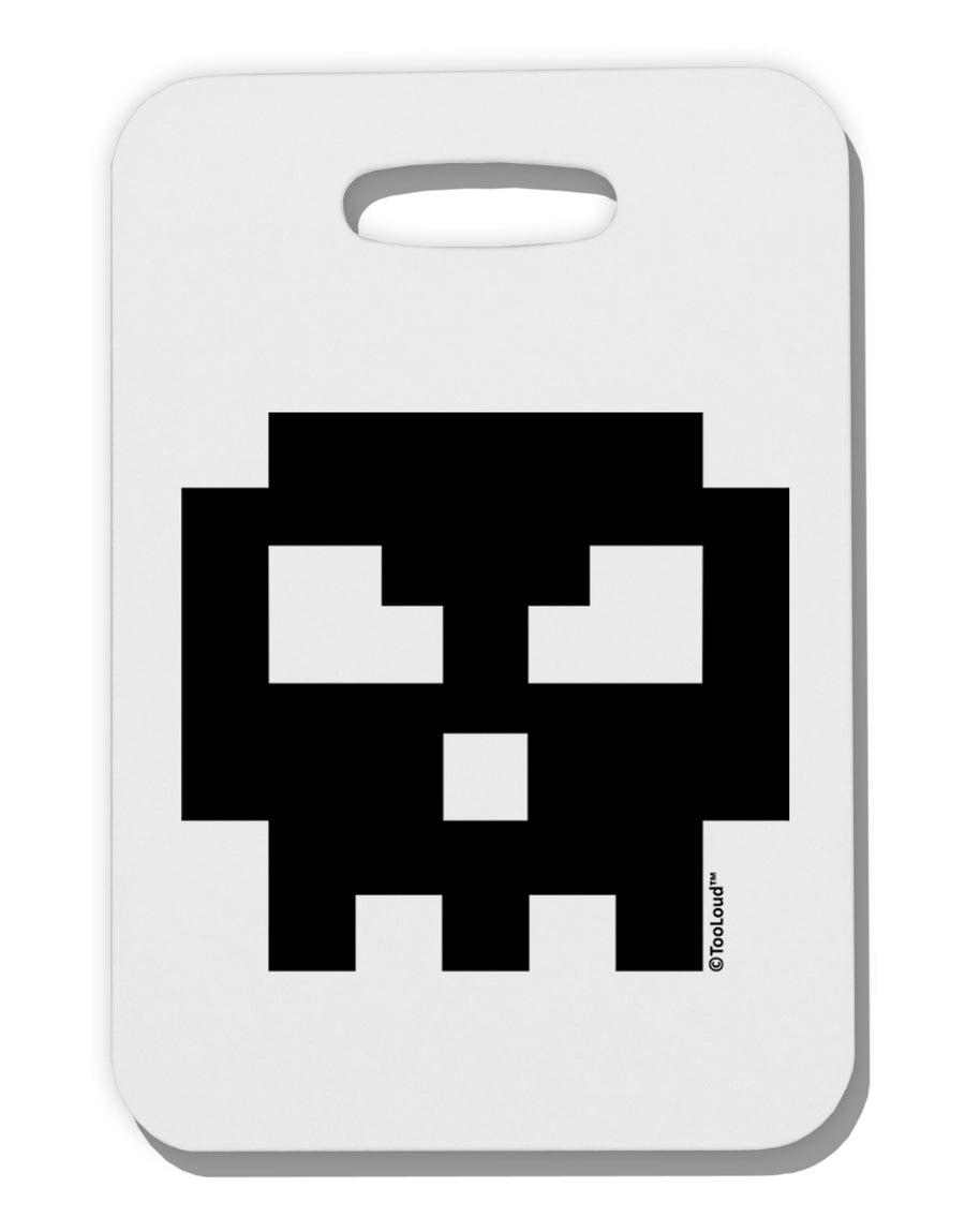 Retro 8-Bit Skull Thick Plastic Luggage Tag-Luggage Tag-TooLoud-White-One Size-Davson Sales