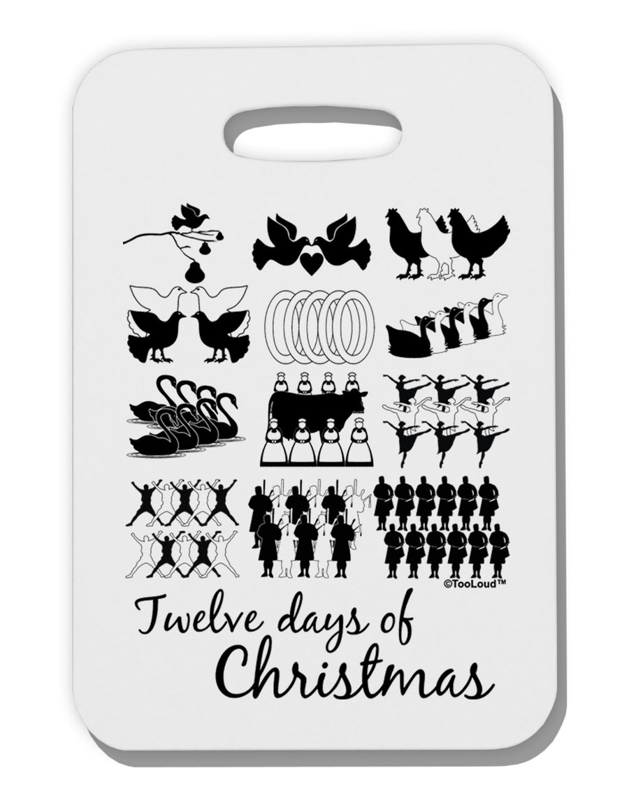 TooLoud Twelve Days of Christmas Text Thick Plastic Luggage Tag-Luggage Tag-TooLoud-White-One Size-Davson Sales