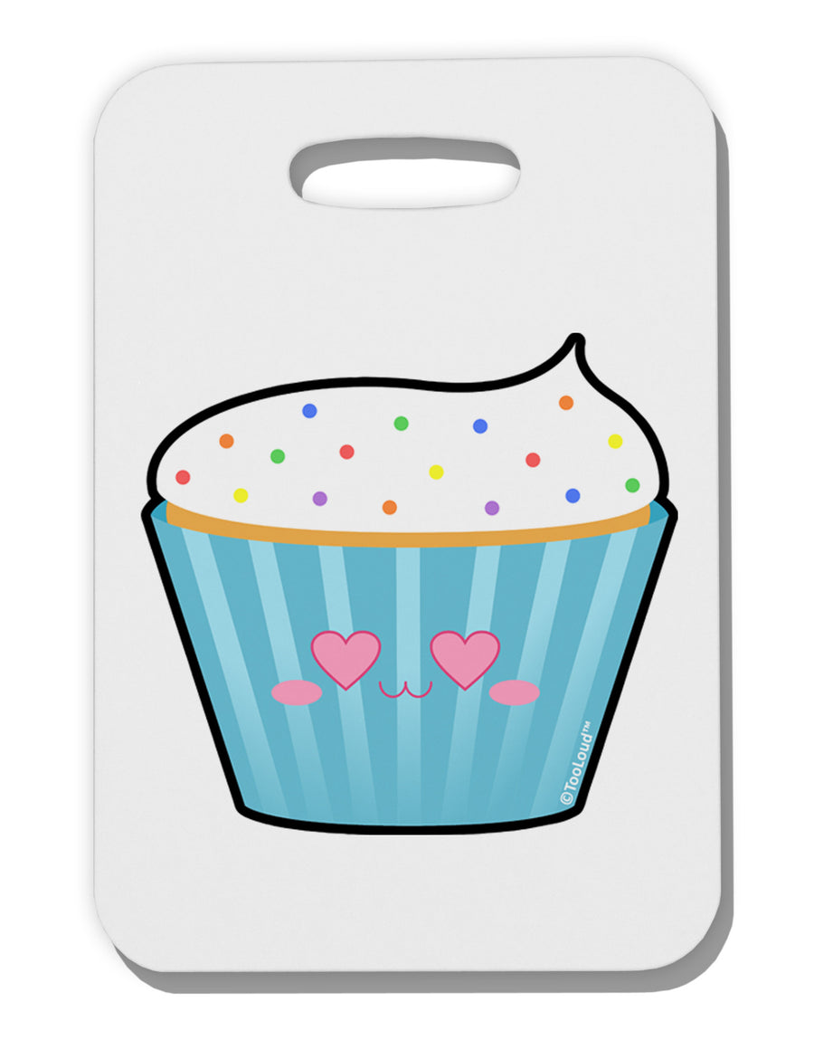 Cute Cupcake with Sprinkles - Heart Eyes Thick Plastic Luggage Tag by TooLoud-Luggage Tag-TooLoud-White-One Size-Davson Sales