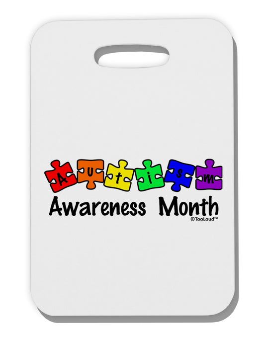 Autism Awareness Month - Colorful Puzzle Pieces Thick Plastic Luggage Tag by TooLoud-Luggage Tag-TooLoud-White-One Size-Davson Sales