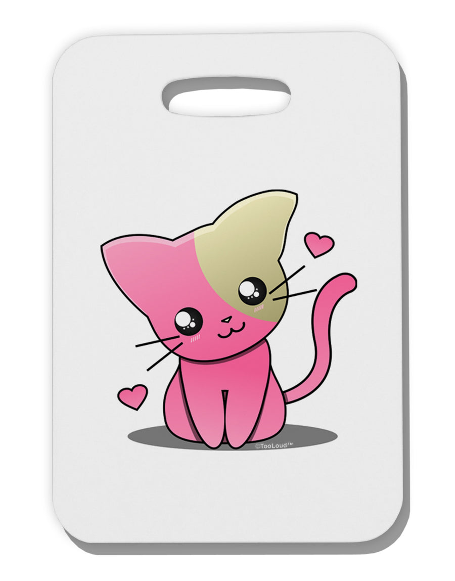 Kawaii Kitty Thick Plastic Luggage Tag-Luggage Tag-TooLoud-White-One Size-Davson Sales