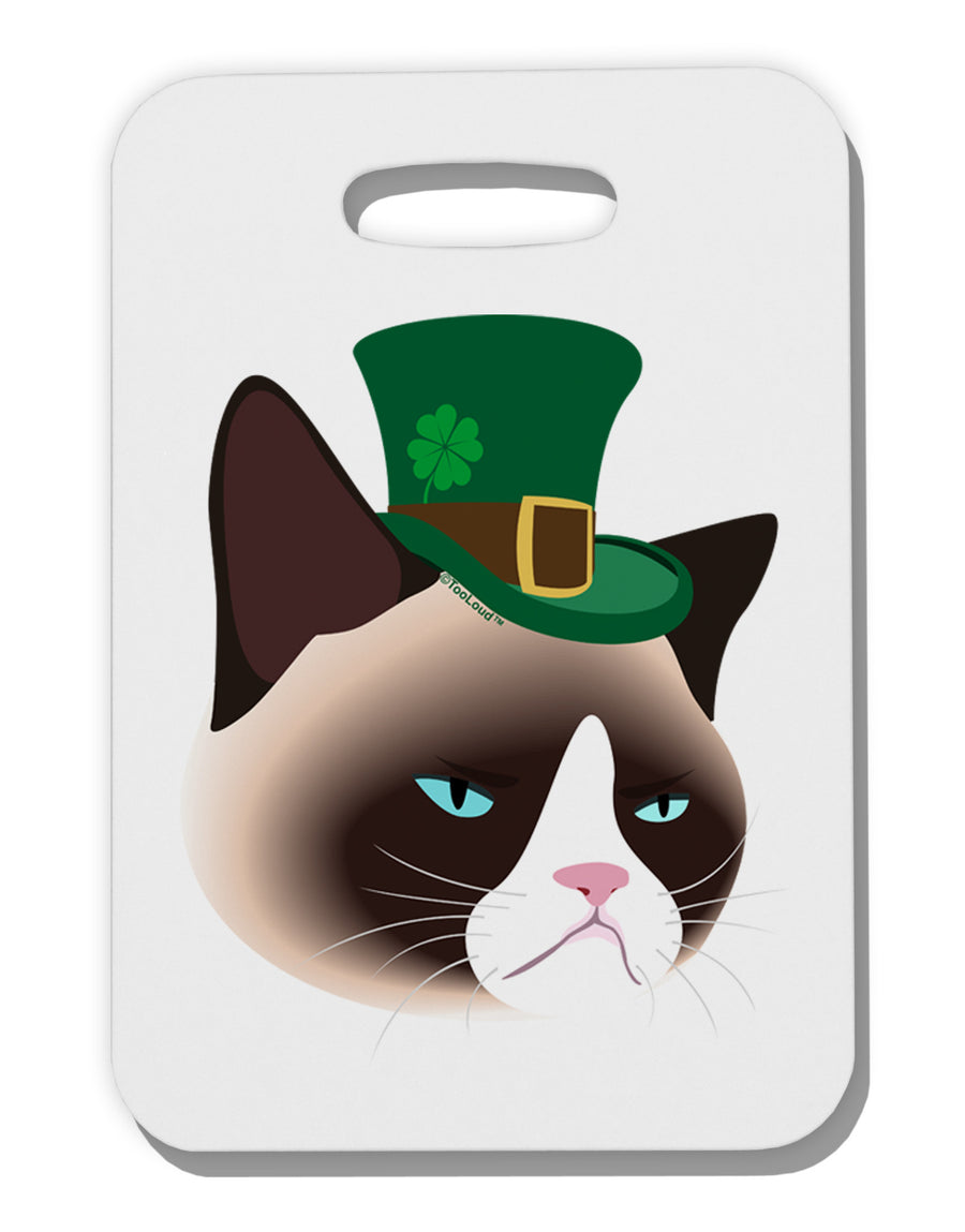 Leprechaun Disgruntled Cat Thick Plastic Luggage Tag-Luggage Tag-TooLoud-White-One Size-Davson Sales