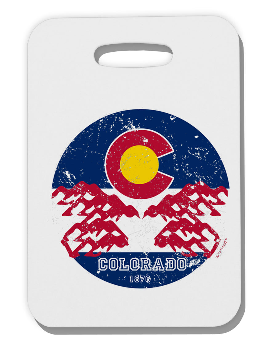 TooLoud Grunge Colorado Rocky Mountain Bighorn Sheep Flag Thick Plastic Luggage Tag-Luggage Tag-TooLoud-Davson Sales
