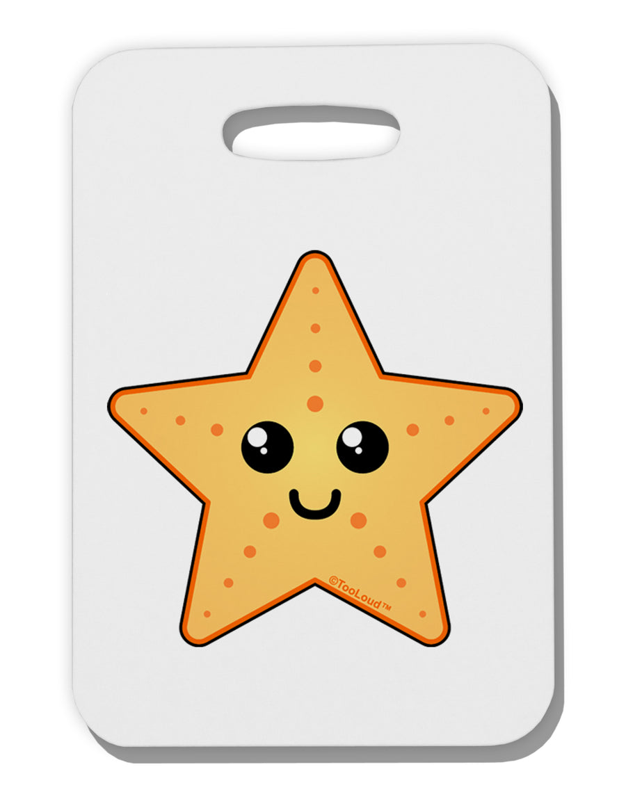 Cute Starfish Thick Plastic Luggage Tag by TooLoud-Luggage Tag-TooLoud-White-One Size-Davson Sales