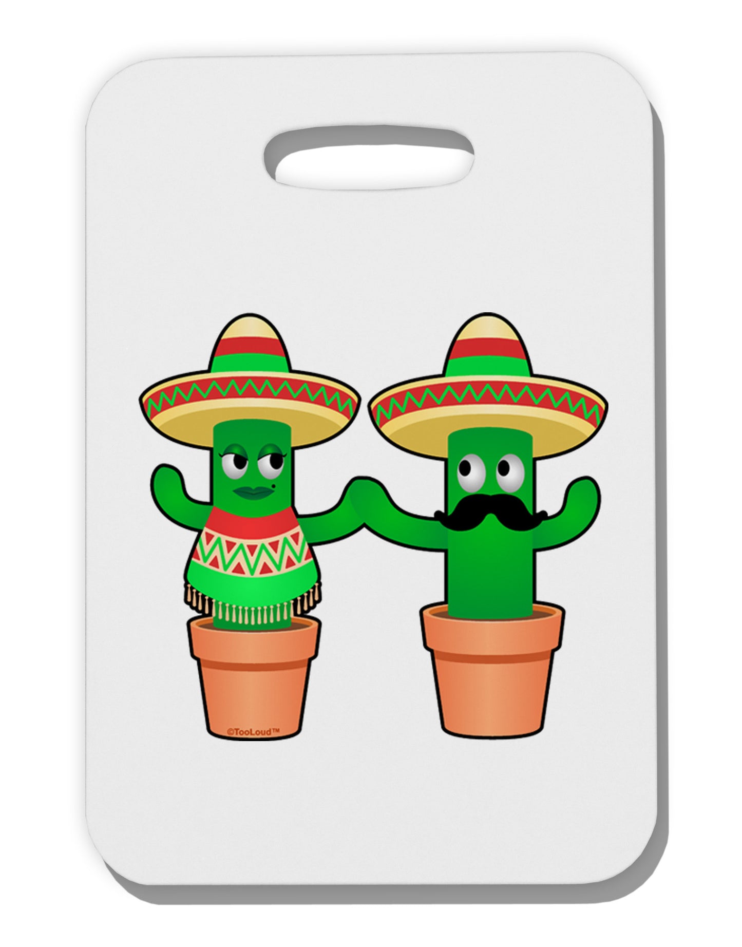 Fiesta Cactus Couple Thick Plastic Luggage Tag-Luggage Tag-TooLoud-White-One Size-Davson Sales
