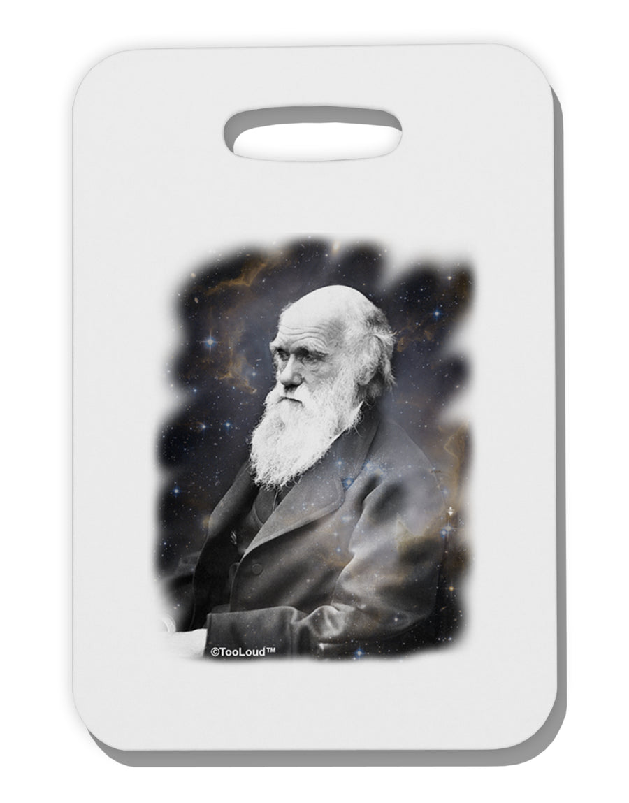 Charles Darwin In Space Thick Plastic Luggage Tag by TooLoud-Luggage Tag-TooLoud-White-One Size-Davson Sales