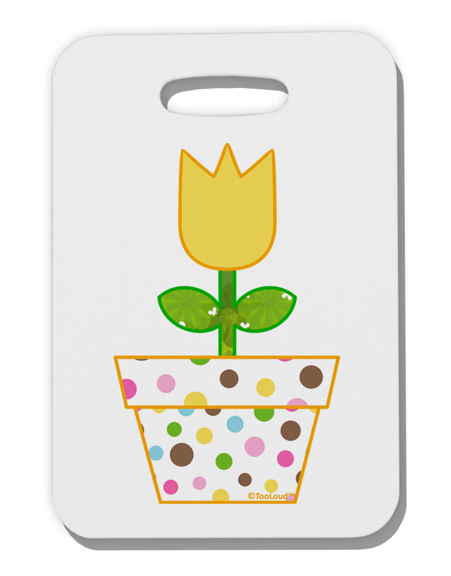 Easter Tulip Design - Yellow Thick Plastic Luggage Tag by TooLoud-Luggage Tag-TooLoud-White-One Size-Davson Sales