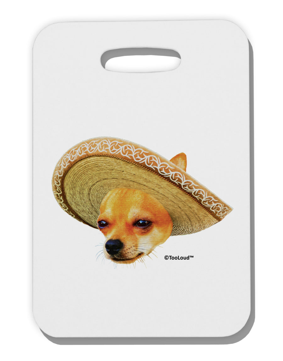 Chihuahua Dog with Sombrero - Patchwork Design Thick Plastic Luggage Tag by TooLoud-Luggage Tag-TooLoud-White-One Size-Davson Sales