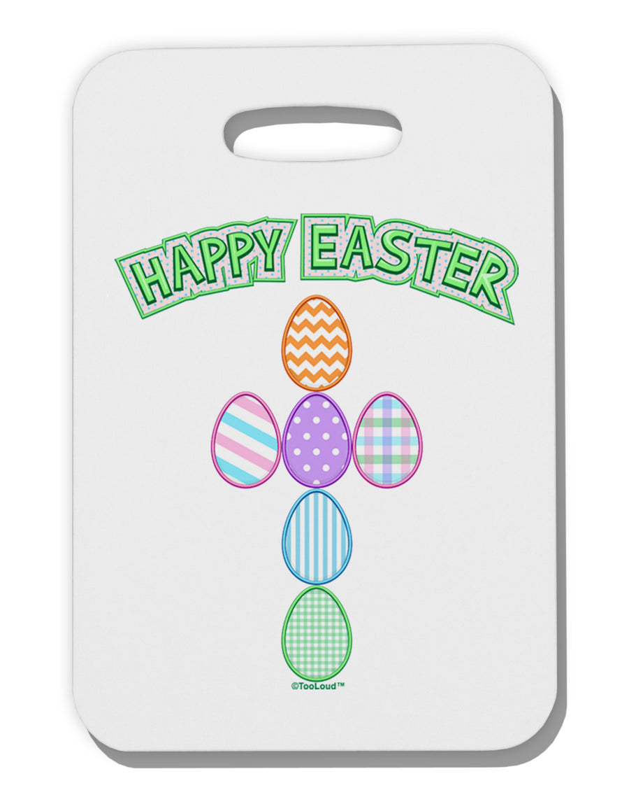 Happy Easter Egg Cross Faux Applique Thick Plastic Luggage Tag-Luggage Tag-TooLoud-White-One Size-Davson Sales