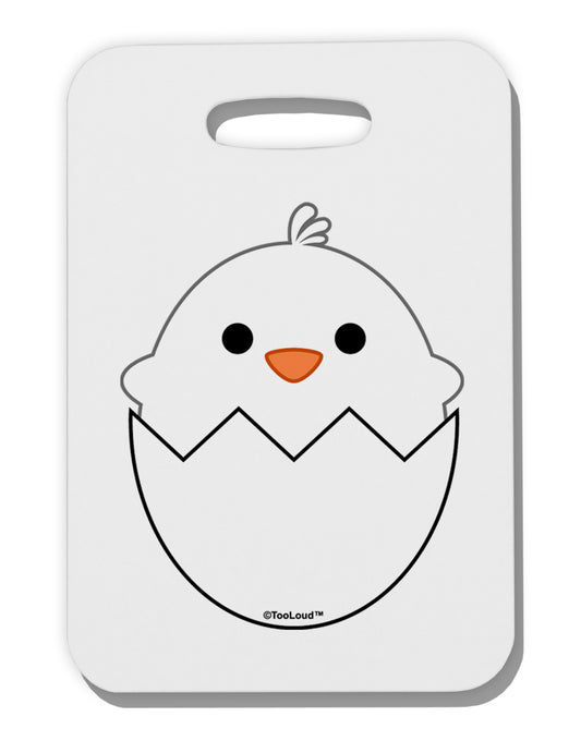 Cute Hatching Chick - White Thick Plastic Luggage Tag by TooLoud-Luggage Tag-TooLoud-White-One Size-Davson Sales