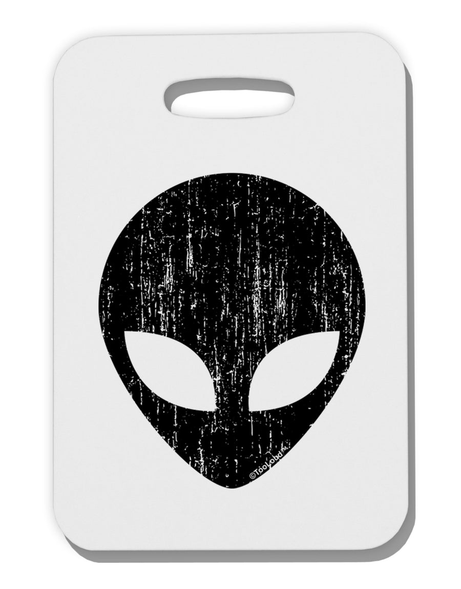 Extraterrestrial Face - Alien Distressed Thick Plastic Luggage Tag by TooLoud-Luggage Tag-TooLoud-White-One Size-Davson Sales