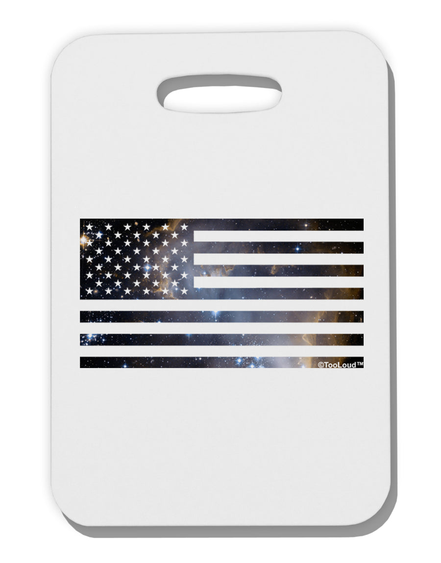 American Flag Galaxy Thick Plastic Luggage Tag by TooLoud-Luggage Tag-TooLoud-White-One Size-Davson Sales