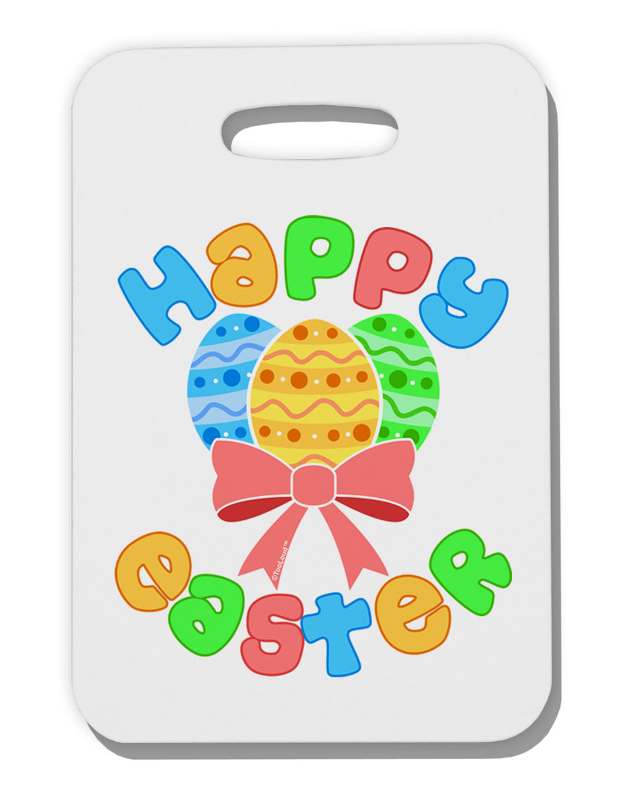 Happy Easter Easter Eggs Thick Plastic Luggage Tag by TooLoud-Luggage Tag-TooLoud-White-One Size-Davson Sales