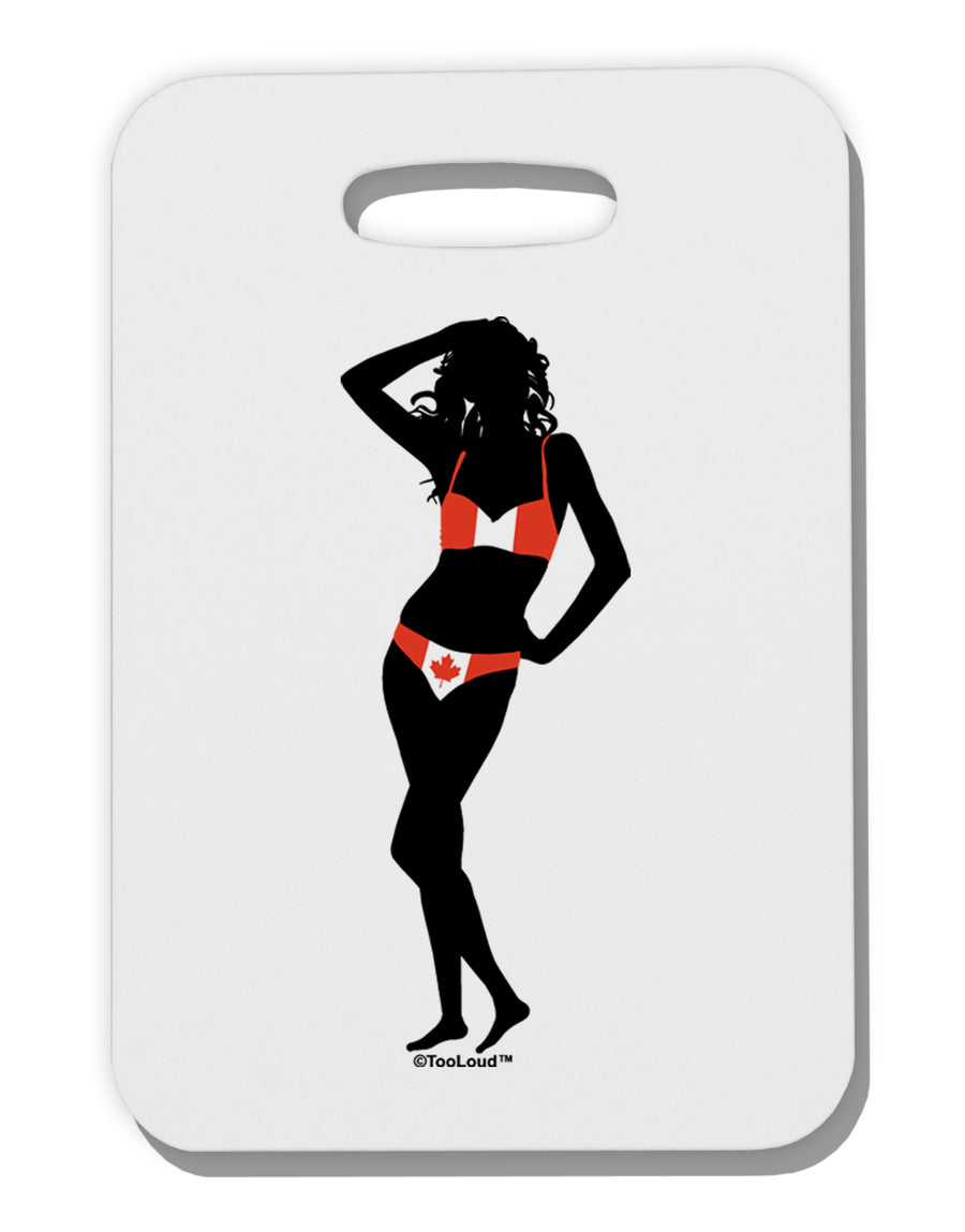 Canadian Flag Bikini Shadow Thick Plastic Luggage Tag by TooLoud-Luggage Tag-TooLoud-White-One Size-Davson Sales