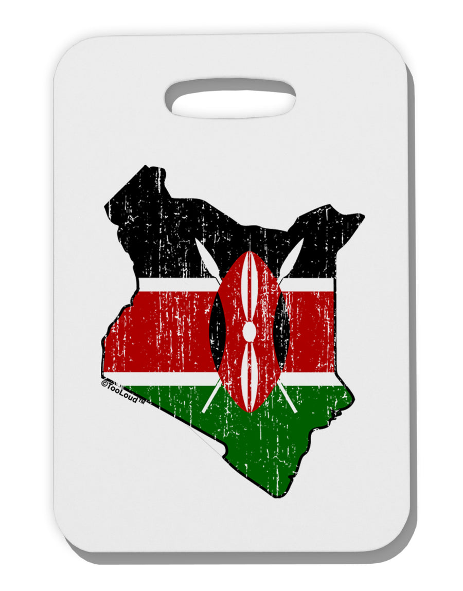 Kenya Flag Silhouette Distressed Thick Plastic Luggage Tag-Luggage Tag-TooLoud-White-One Size-Davson Sales