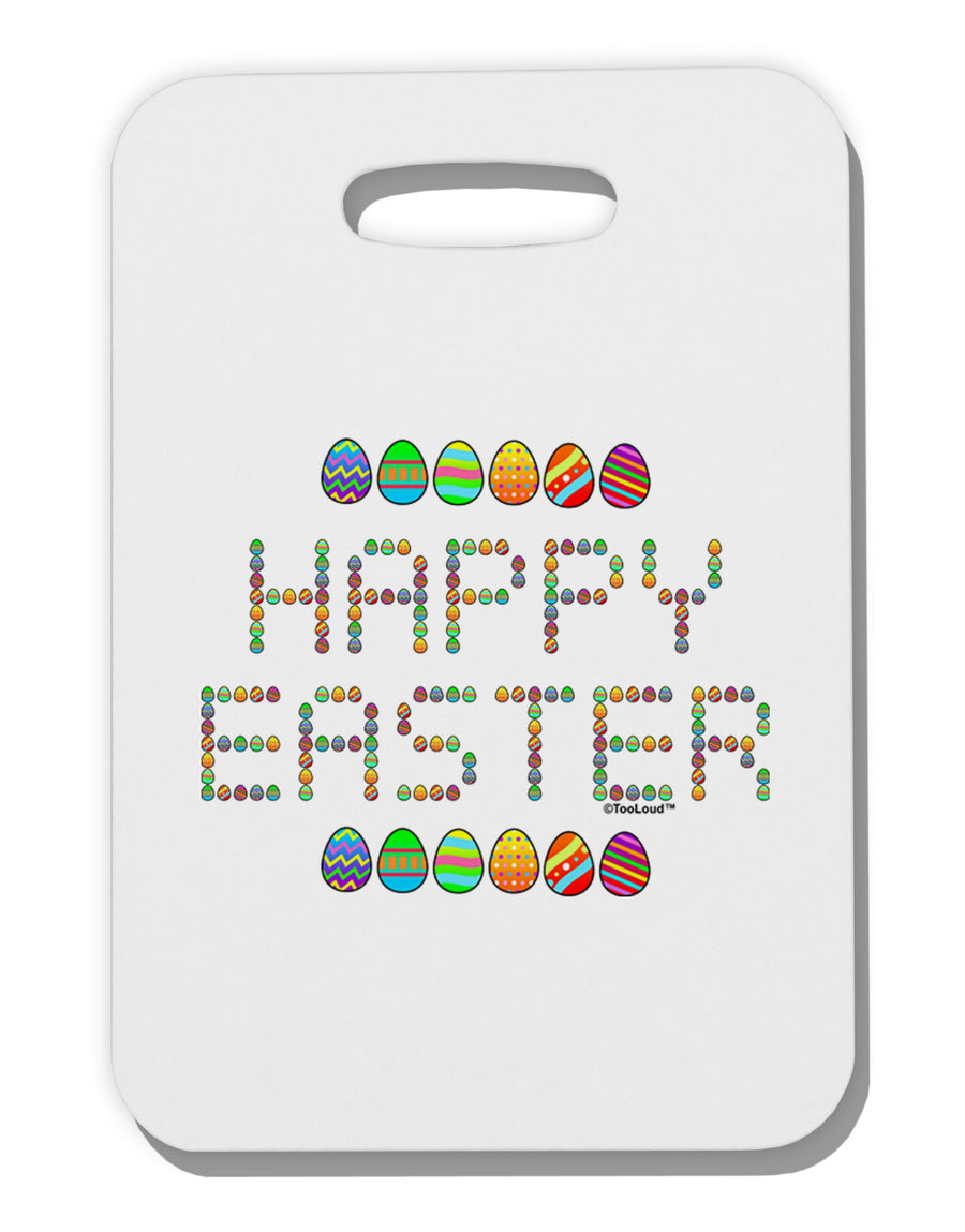 Happy Easter Eggs Thick Plastic Luggage Tag-Luggage Tag-TooLoud-White-One Size-Davson Sales