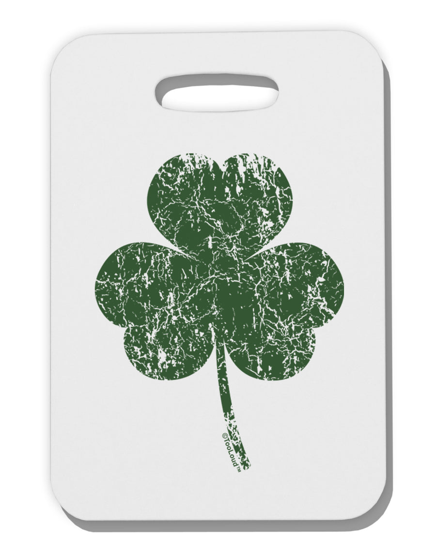 Distressed Traditional Irish Shamrock Thick Plastic Luggage Tag-Luggage Tag-TooLoud-White-One Size-Davson Sales