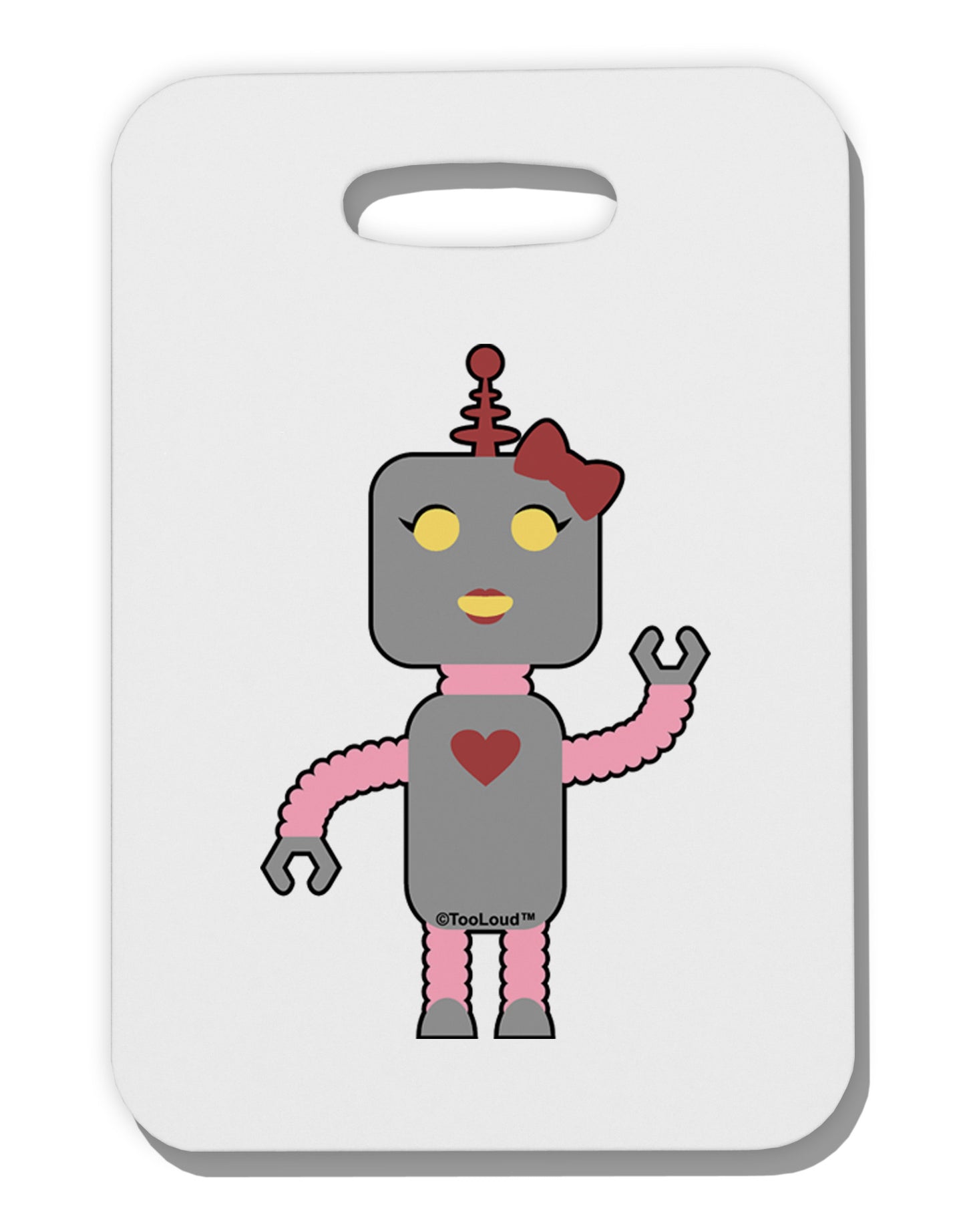 Cute Robot Female Thick Plastic Luggage Tag-Luggage Tag-TooLoud-White-One Size-Davson Sales
