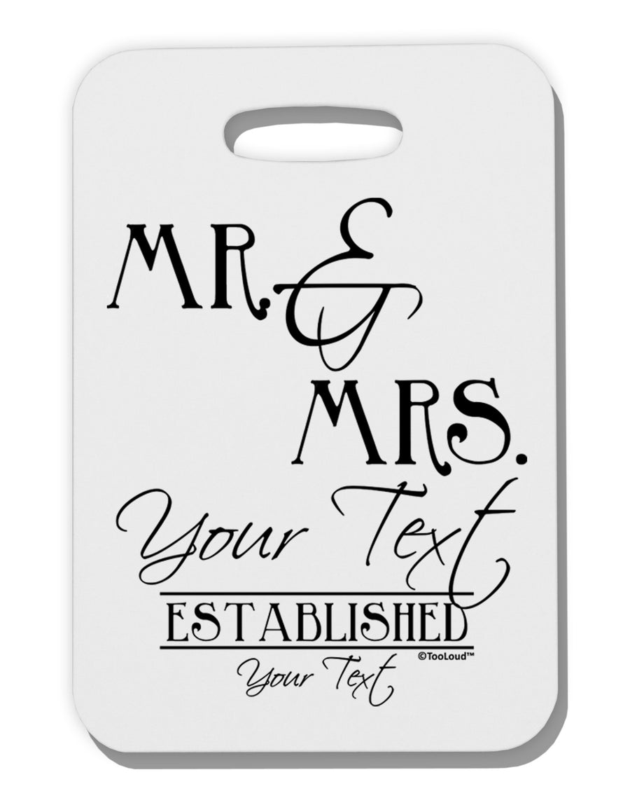 Personalized Mr and Mrs -Name- Established -Date- Design Thick Plastic Luggage Tag-Luggage Tag-TooLoud-White-One Size-Davson Sales