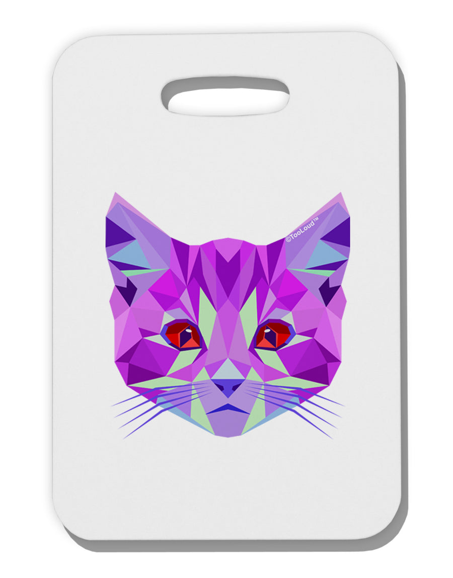 Geometric Kitty Purple Thick Plastic Luggage Tag-Luggage Tag-TooLoud-White-One Size-Davson Sales