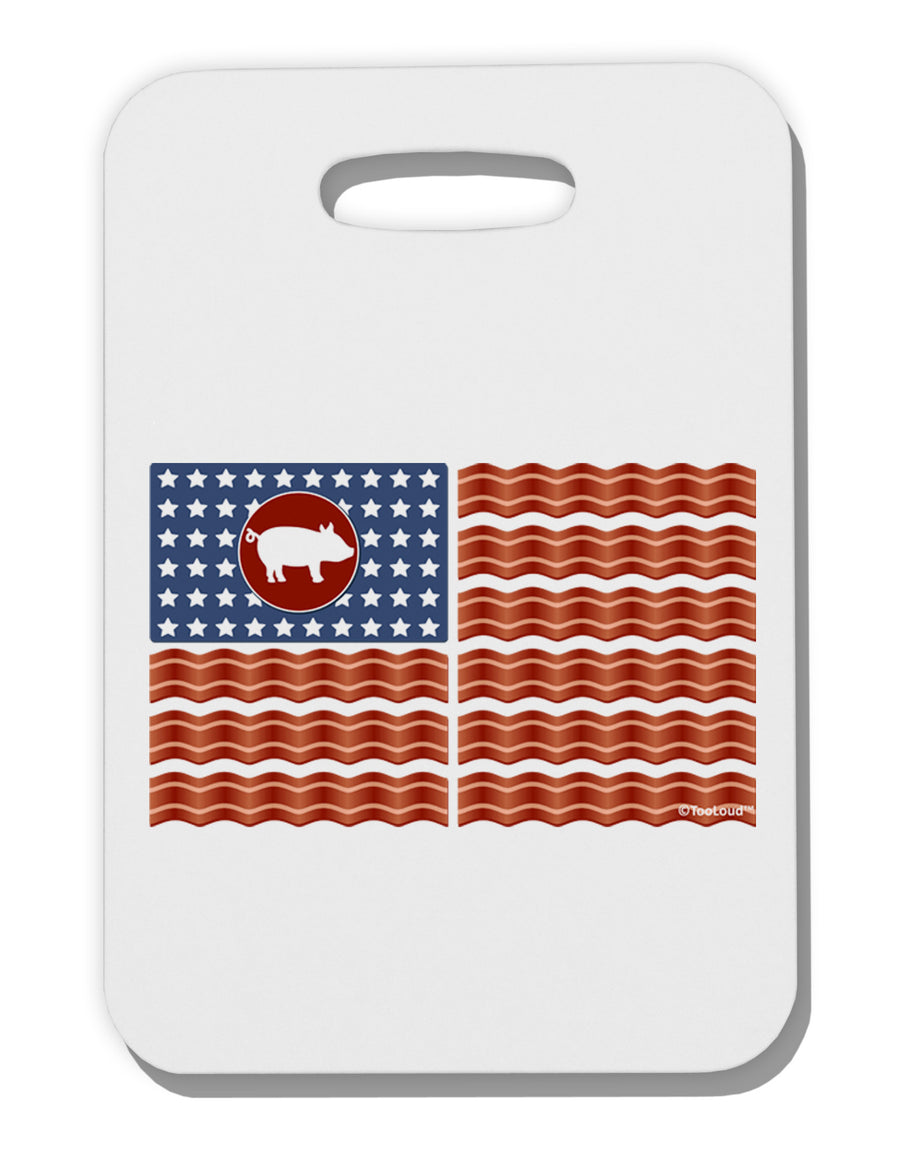 American Bacon Flag Thick Plastic Luggage Tag-Luggage Tag-TooLoud-White-One Size-Davson Sales