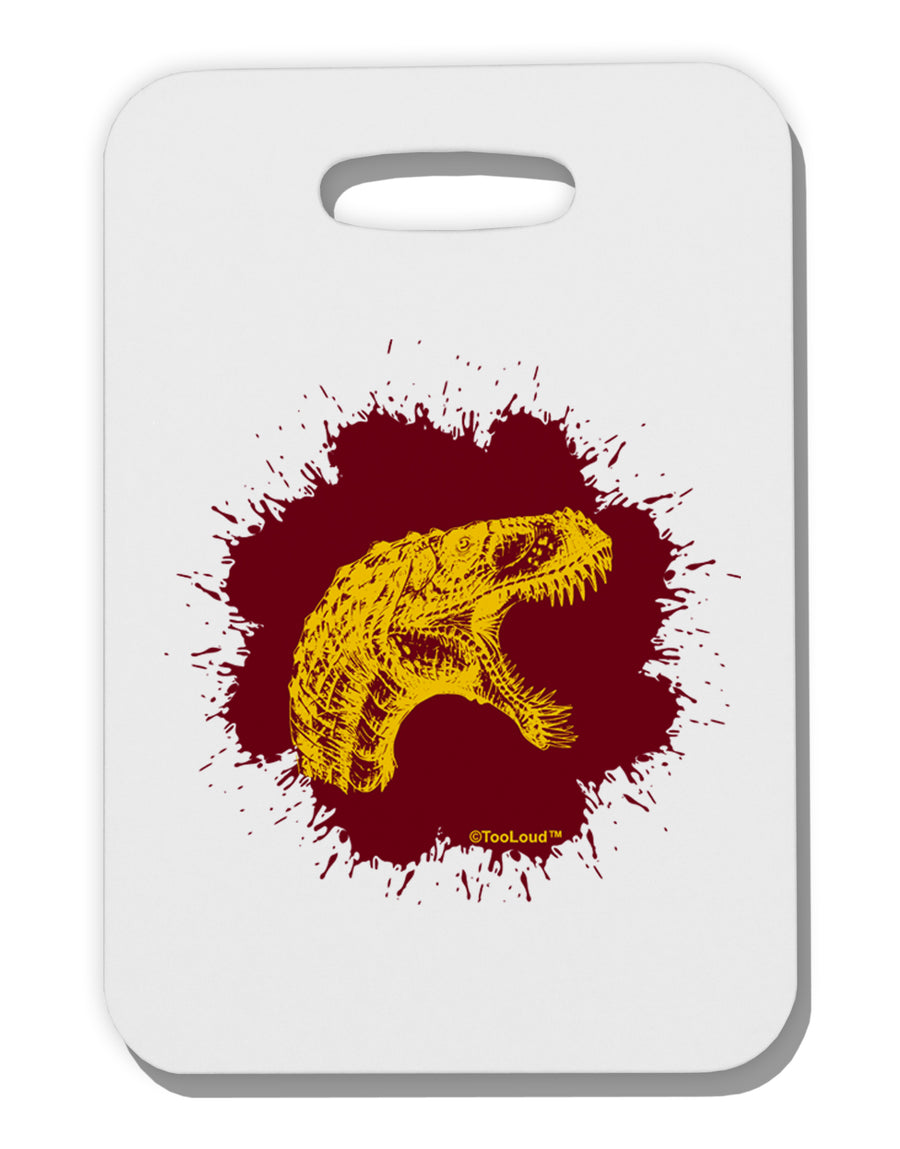 Jurassic Dinosaur Face Blood Splatter Thick Plastic Luggage Tag by TooLoud-Luggage Tag-TooLoud-White-One Size-Davson Sales