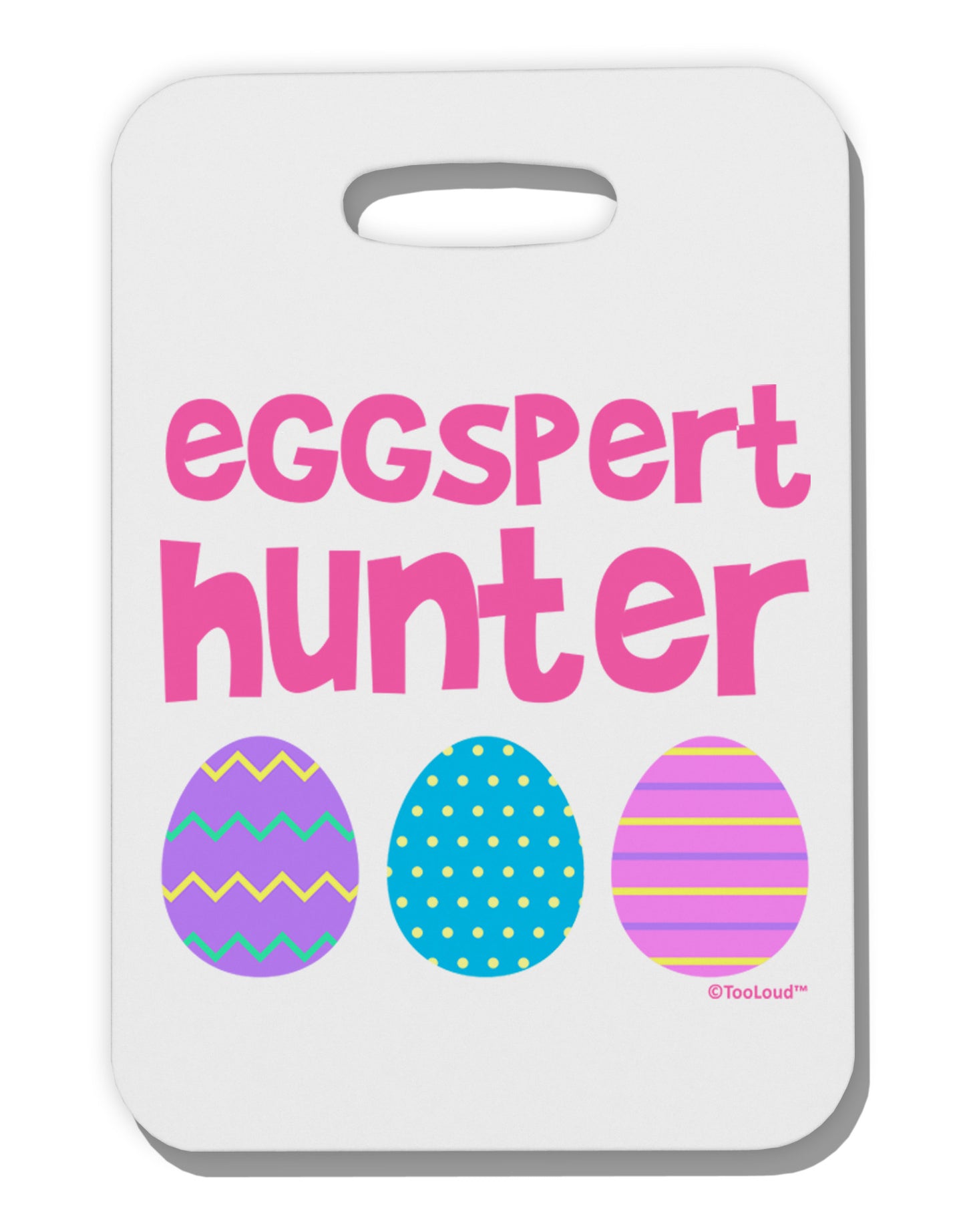 TooLoud Eggspert Hunter - Easter - Pink Thick Plastic Luggage Tag-Luggage Tag-TooLoud-White-One Size-Davson Sales