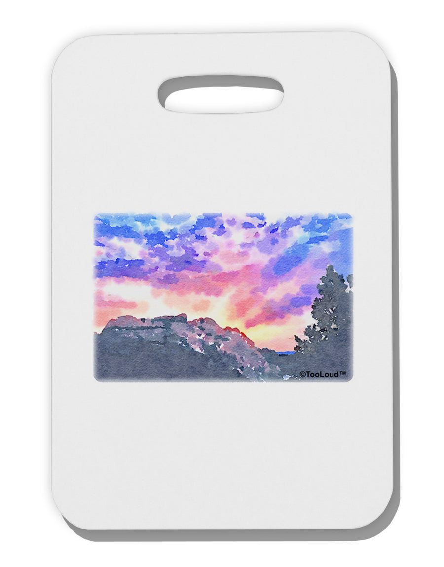 Colorado Rainbow Sunset Watercolor Thick Plastic Luggage Tag-Luggage Tag-TooLoud-White-One Size-Davson Sales