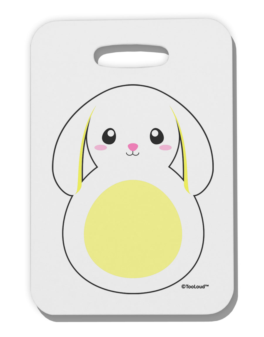 Cute Bunny with Floppy Ears - Yellow Thick Plastic Luggage Tag by TooLoud-Luggage Tag-TooLoud-White-One Size-Davson Sales