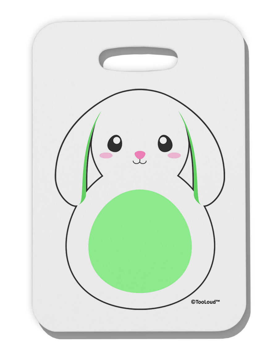 Cute Bunny with Floppy Ears - Green Thick Plastic Luggage Tag by TooLoud-Luggage Tag-TooLoud-White-One Size-Davson Sales