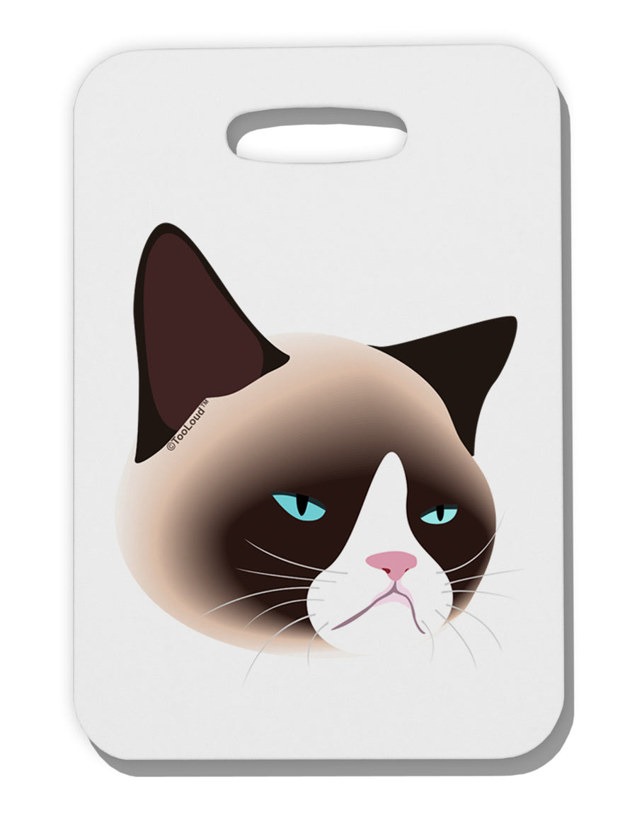 Cute Disgruntled Siamese Cat Thick Plastic Luggage Tag-Luggage Tag-TooLoud-White-One Size-Davson Sales