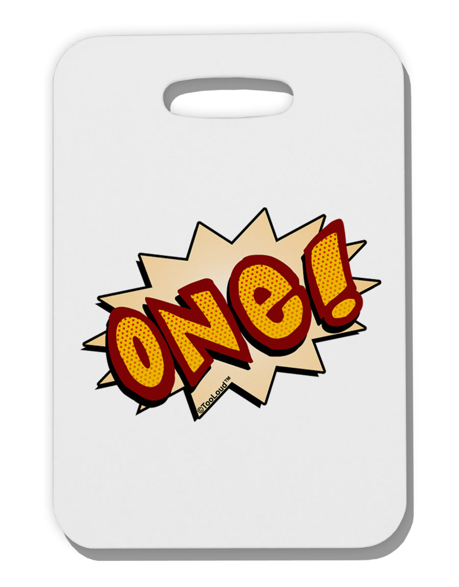 Onomatopoeia One Birthday Thick Plastic Luggage Tag by TooLoud-Luggage Tag-TooLoud-White-One Size-Davson Sales